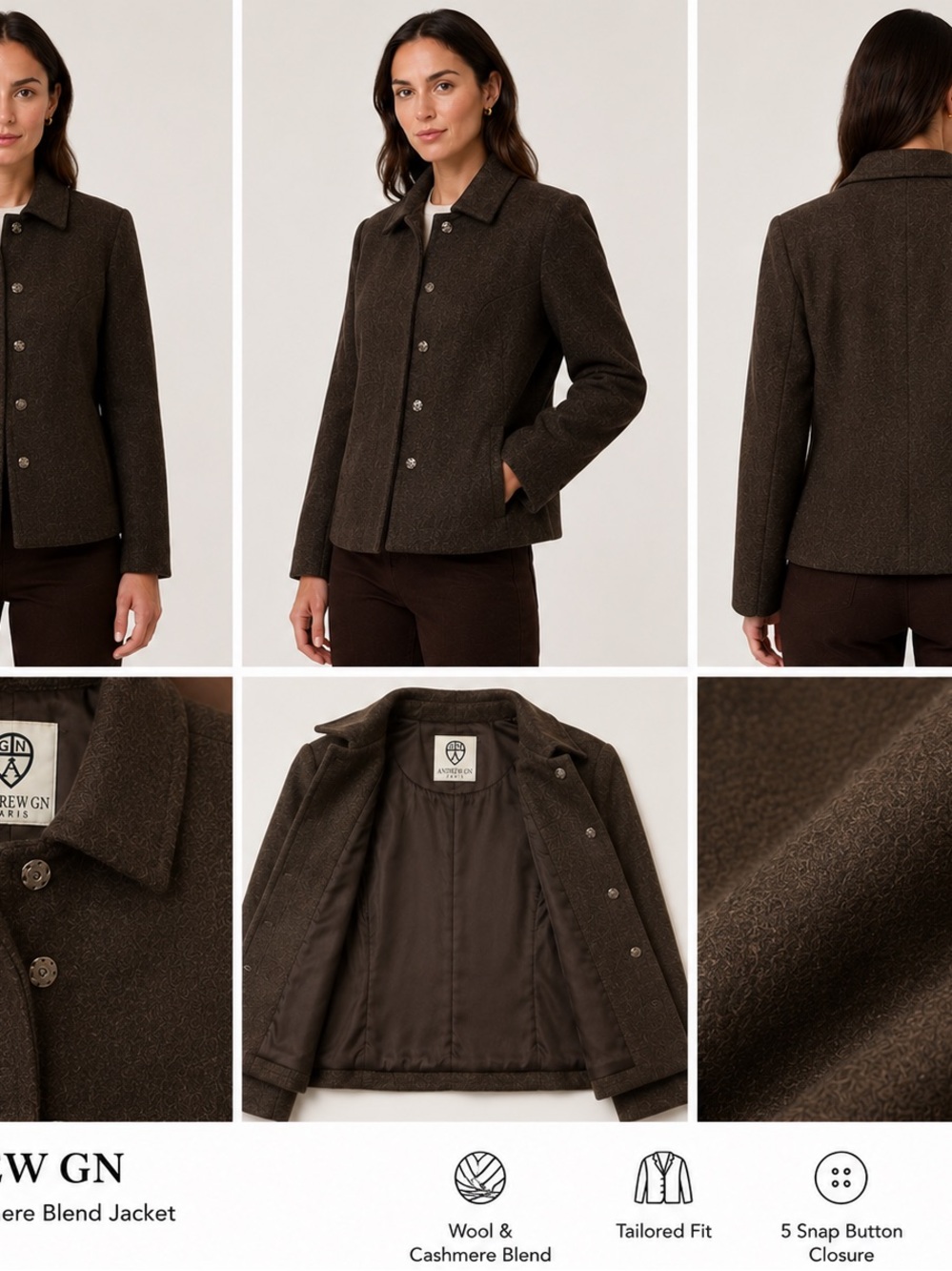 ANDREW GN Wool & Cashmere Blend Blazer Jacket/designer vintage